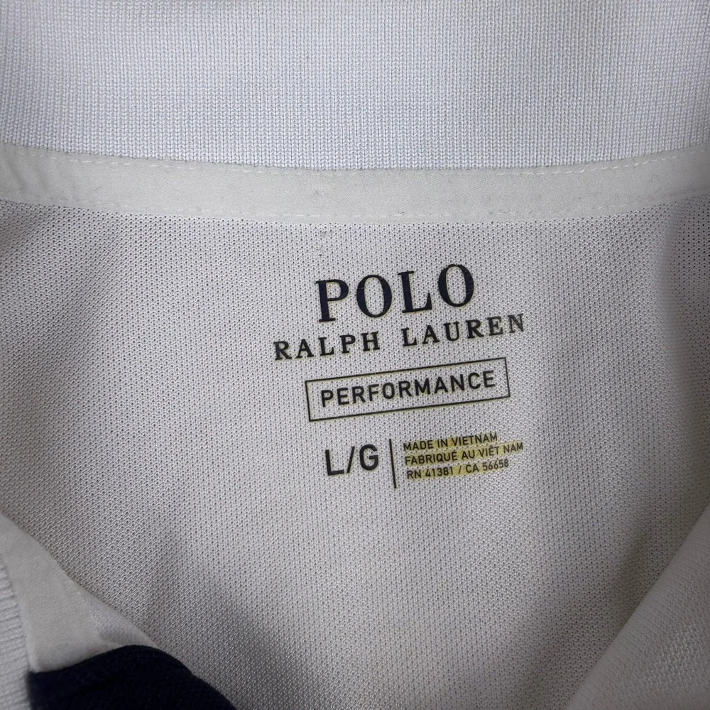 Polo Ralph Lauren Performance Mens Large White Navy Sash Big Pony Polo Shirt